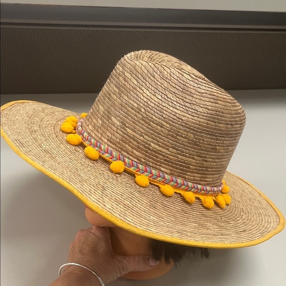 Source Unknown Wide BrimTan Hat with Yellow Accents unisex main image 12